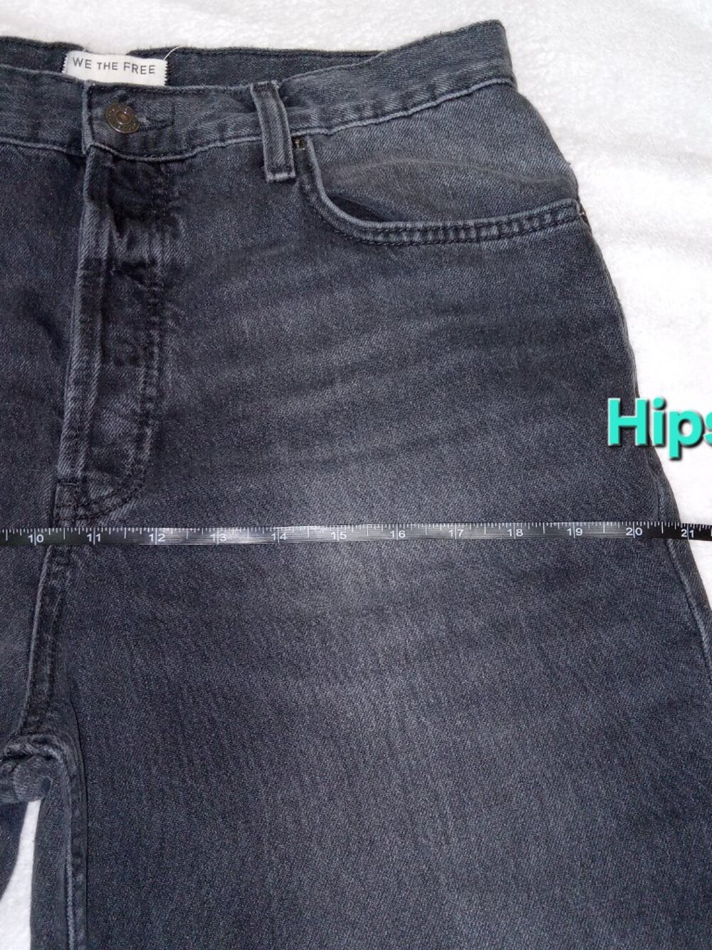 We The Free Women’s Sz 31 High Rise Wide-Leg Jeans Black Dark Wash Denim Button - Picture 14 of 14